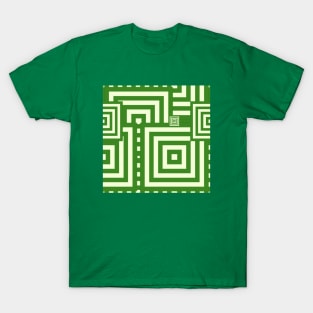 Green Square in Square Neo Geometric Pattern T-Shirt